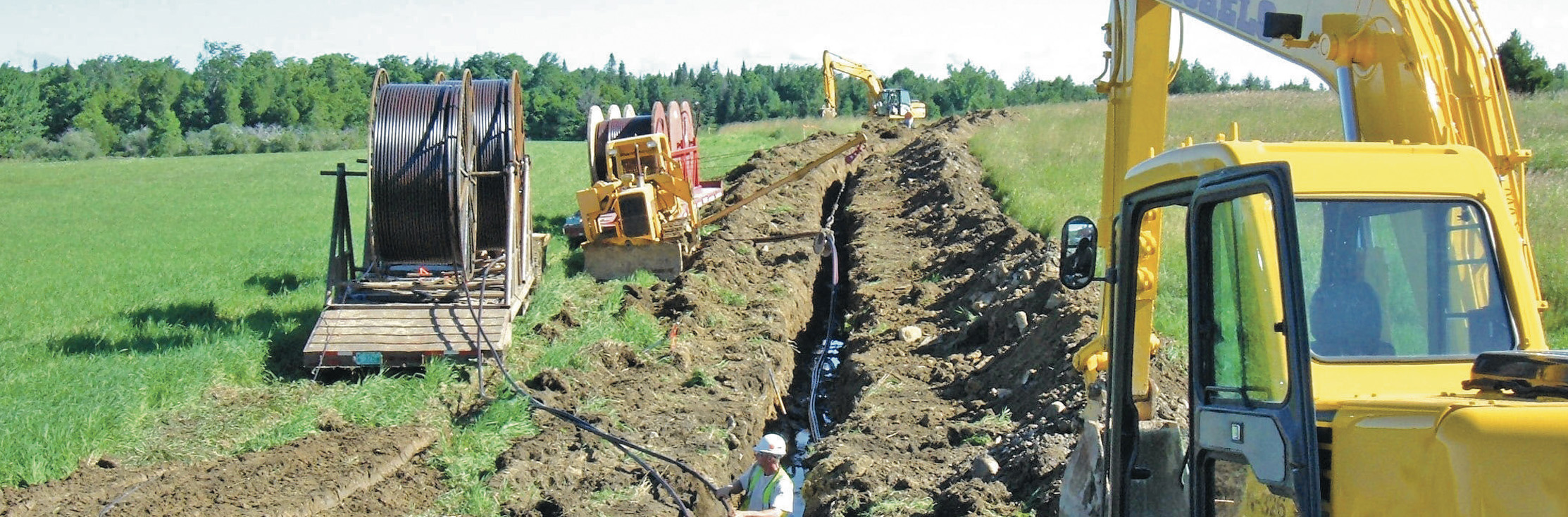 Underground broadband lines installed in ground